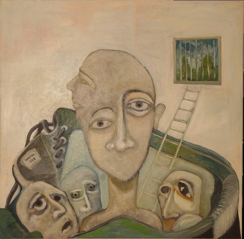Bashir Qonqar , Intellectual Isolation , oil painting on canvas , 100 x 100 ,2013 .